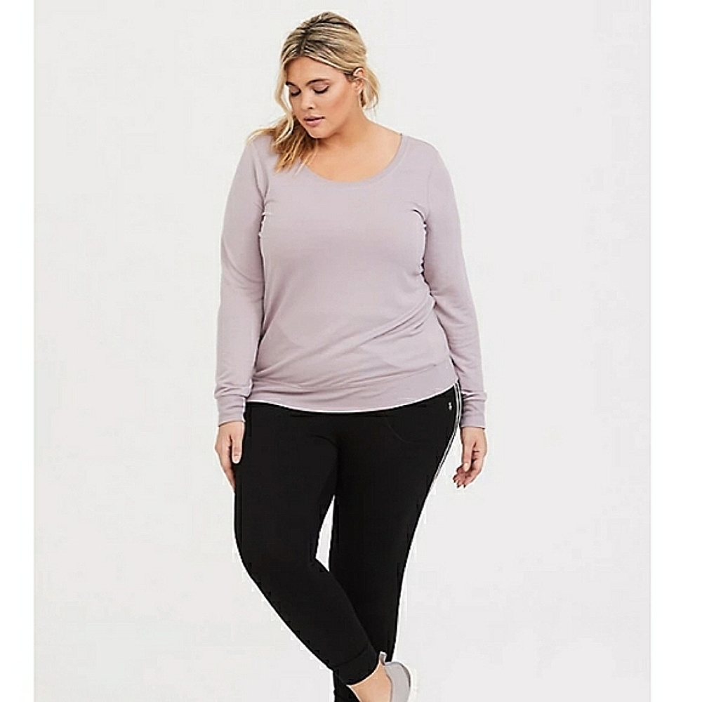 Torrid Plunging Criss Cross Back Activewear Athleisure Purple Sweatshirt 3X - Picture 4 of 16